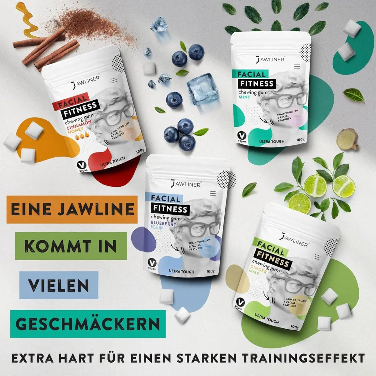 Fitness Mint Chewing Gum 100g Pack von JAWLINER