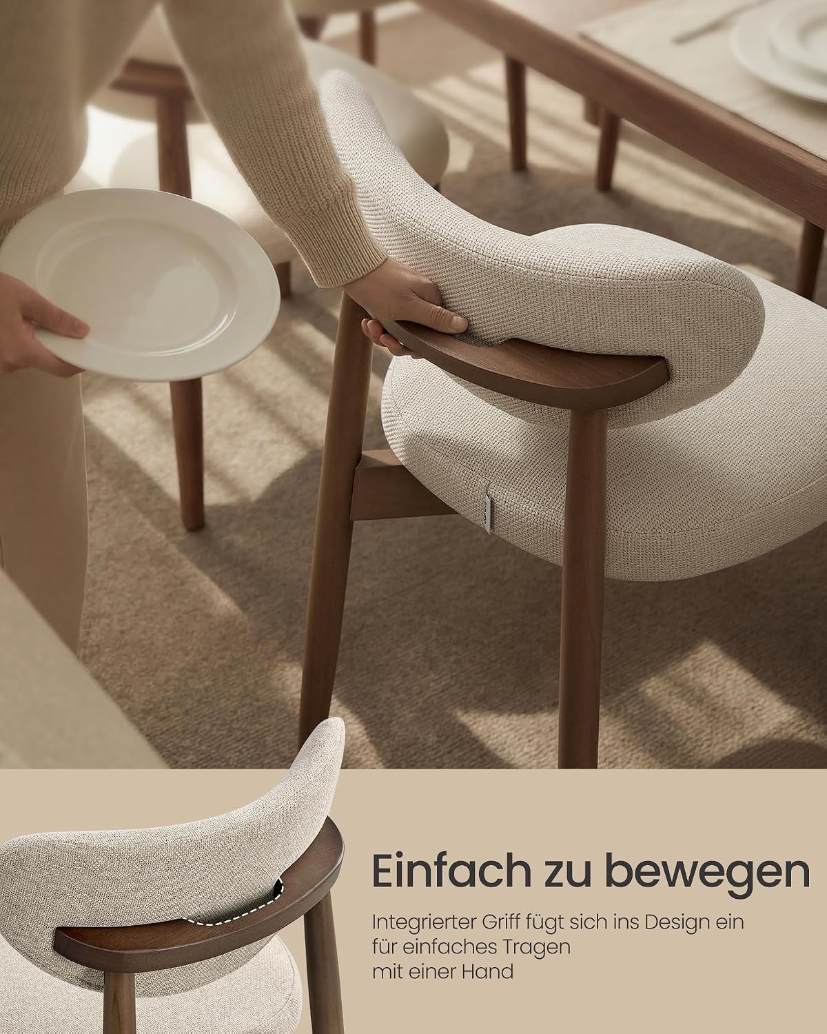 Esszimmerstühle 2er-Set Polsterstühle Cappuccino Beige von Songmics