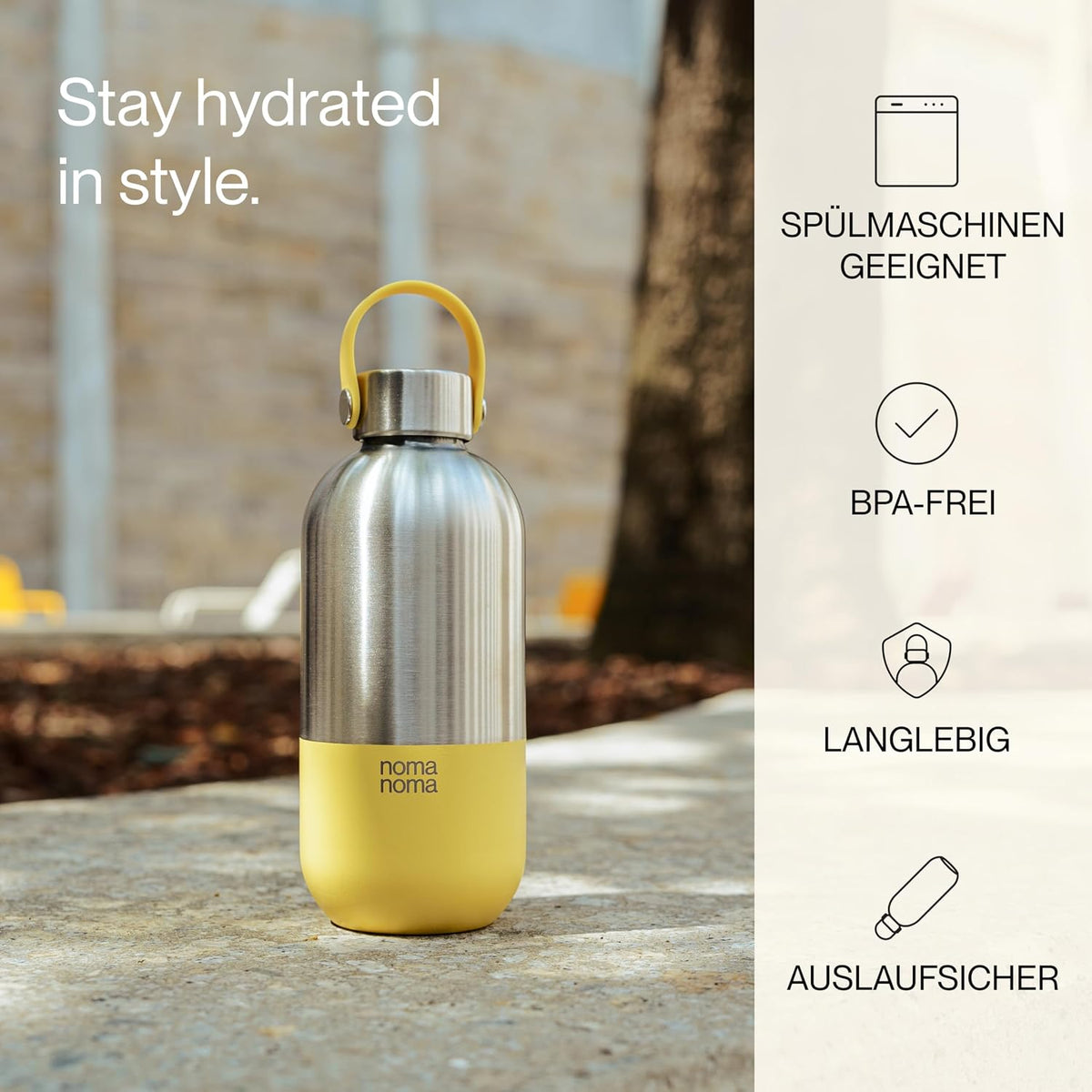 Trinkflasche Edelstahl auslaufsicher 750ml Lemonade Yellow von guteszeug.ch