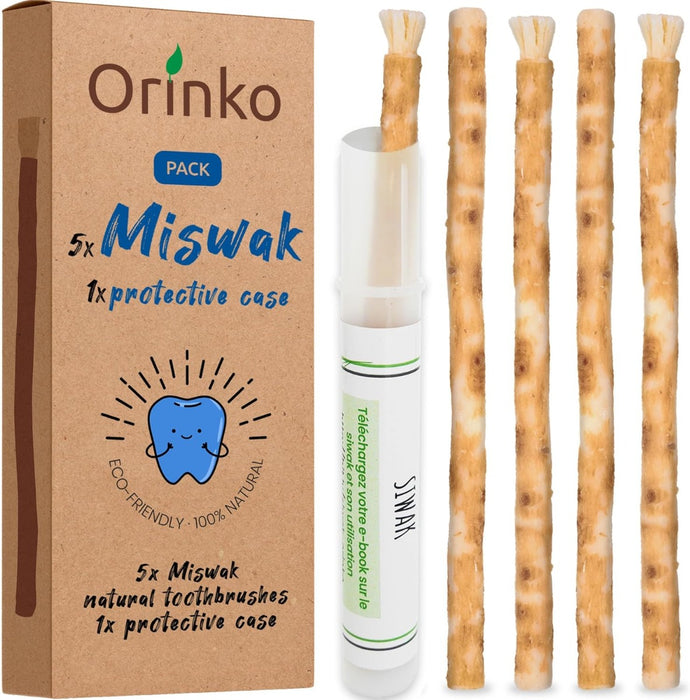 Miswak Natürliche Zahnbürste 5er-Pack inkl. Reisehülle von Orinko