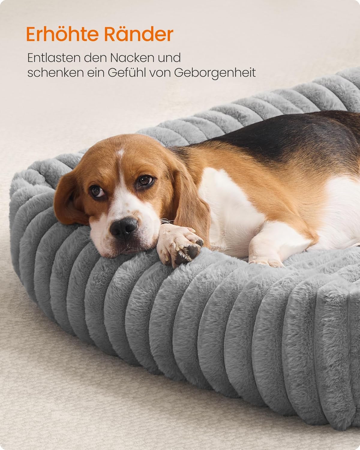 Orthopädisches Hundebett waschbar flauschig 91x68x18 cm grau von Songmics