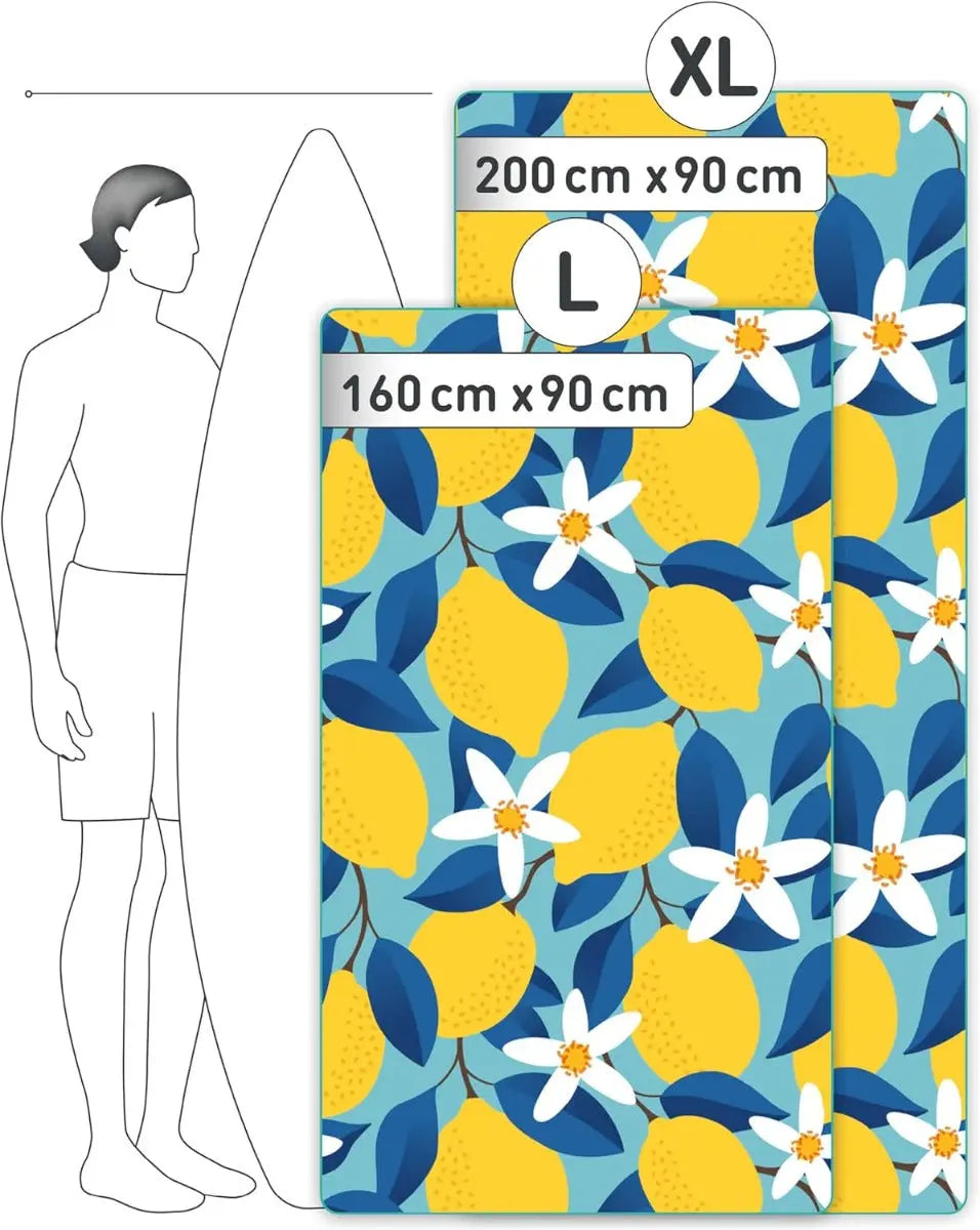 Strandtuch XXL Mikrofaser schnelltrocknendes Badetuch 160x90cm Lemonflowers von guteszeug.ch