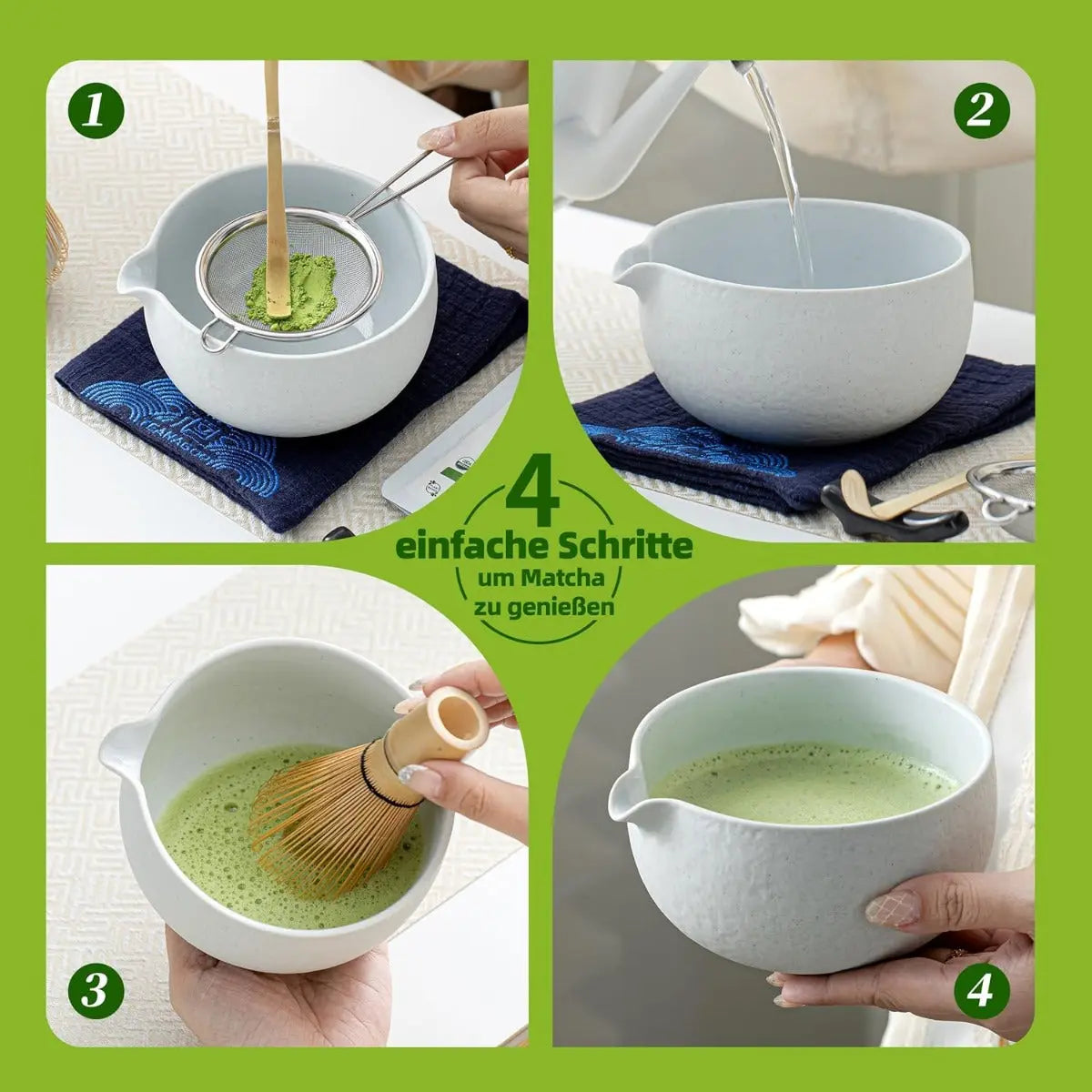 Matcha Set Weiss mit Ausgiessschale 7-tlg. von TEANAGOO