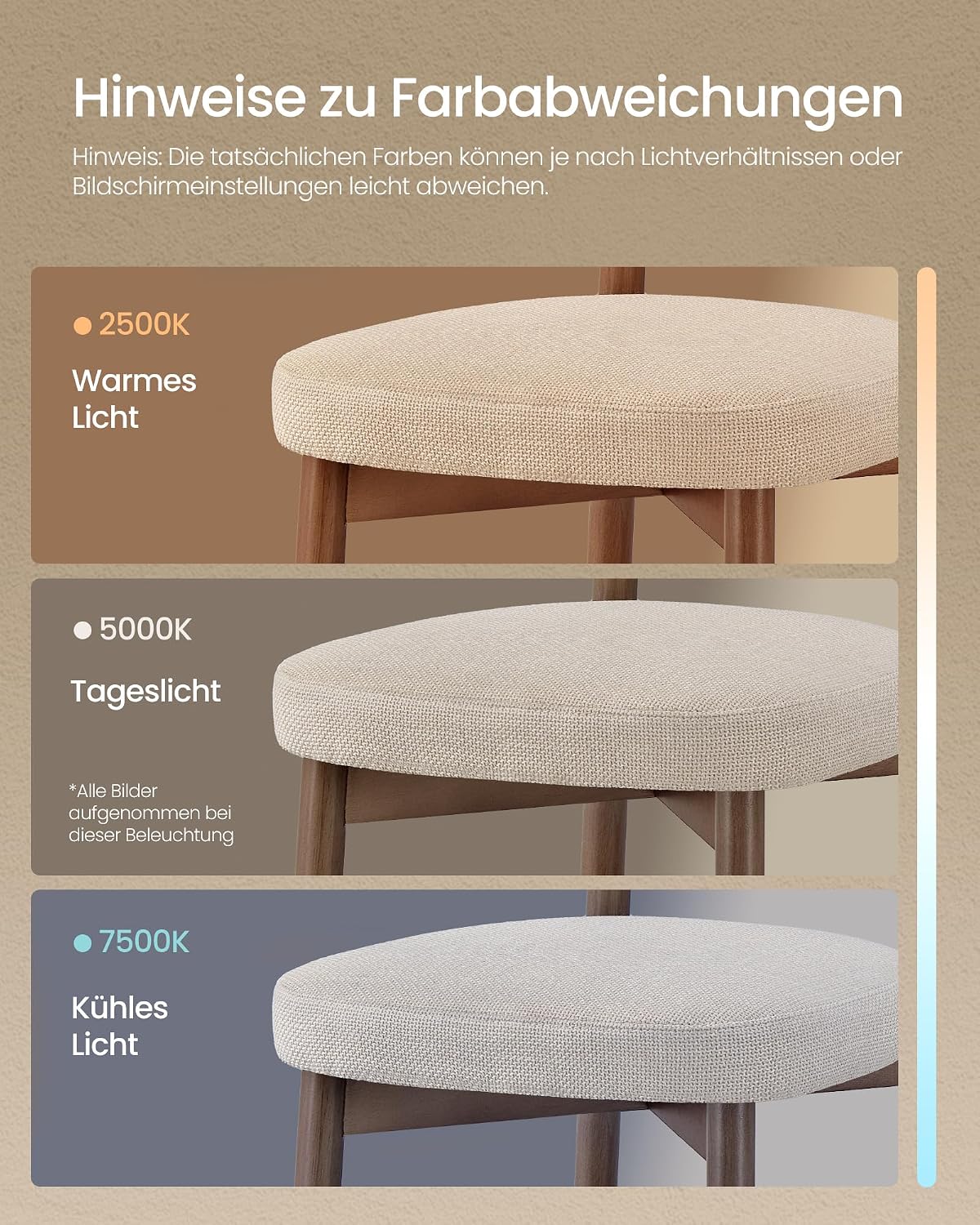 Esszimmerstühle 2er-Set Polsterstühle Cappuccino Beige von Songmics