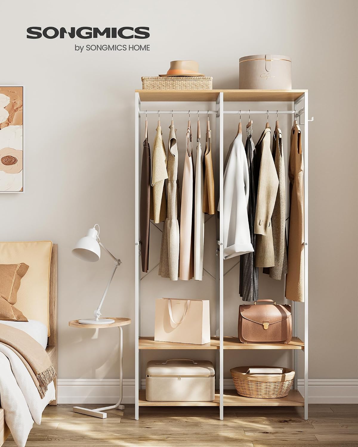 Kleiderständer 94,5x40x180 cm Garderobe Beige von Songmics