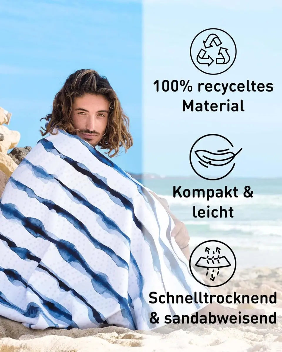 Strandtuch XXL Mikrofaser schnelltrocknendes Badetuch 200x90cm Batikstripes von guteszeug.ch