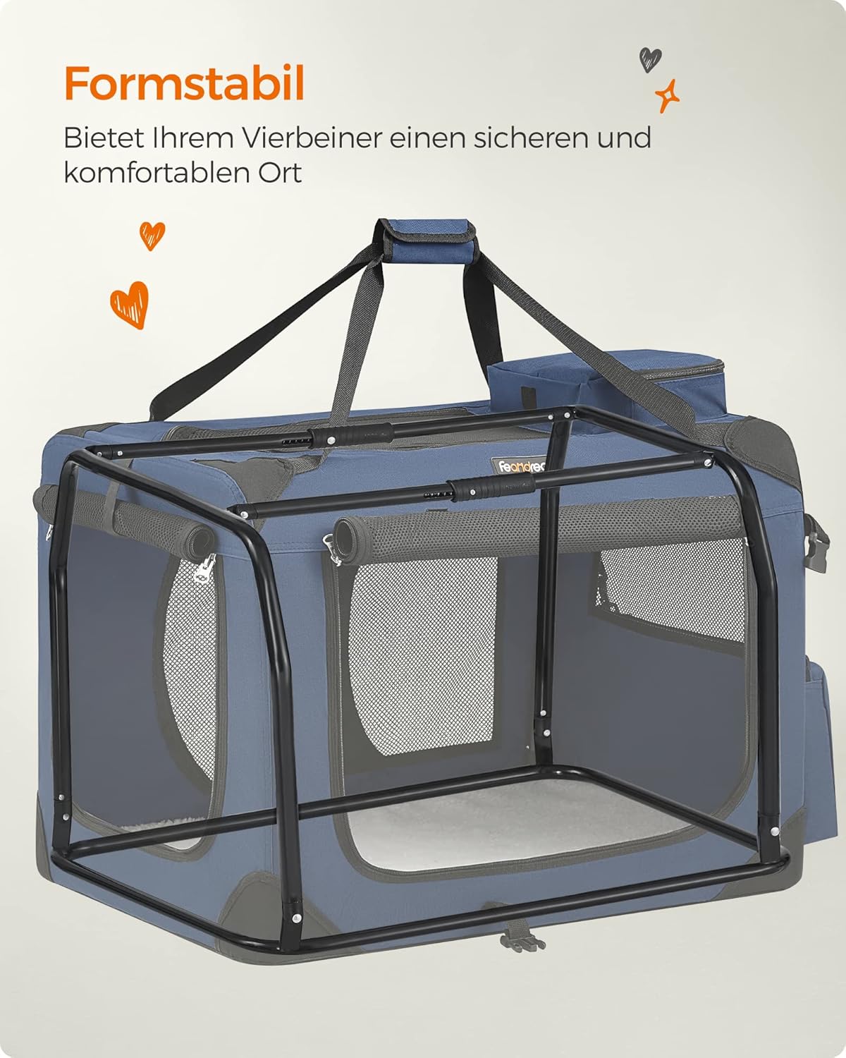 Faltbare Hundebox L 70x52cm Oxford atmungsaktiv dunkelblau von Songmics
