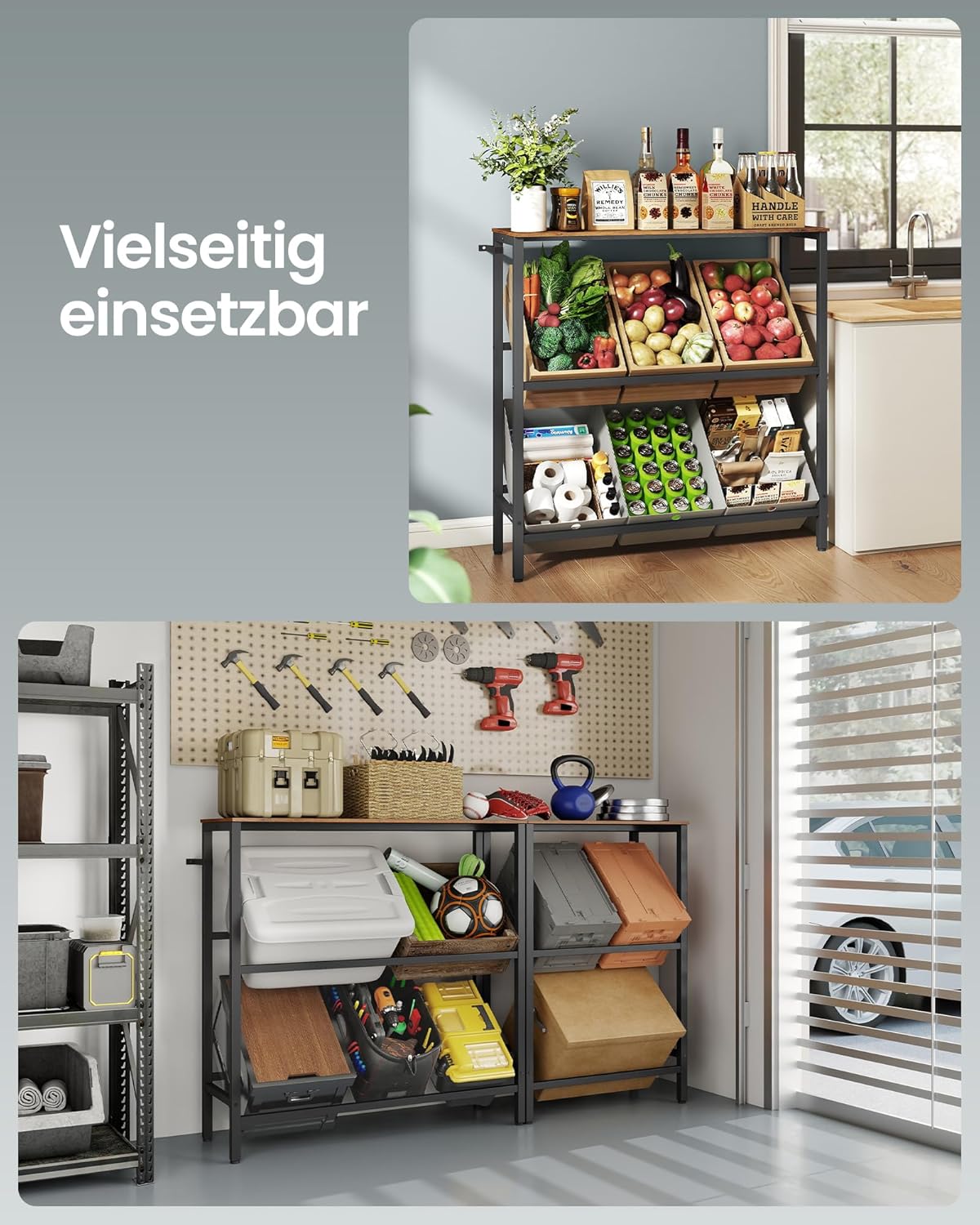 Getränkekistenregal 2 Ebenen Stahl 6 Kisten 150 kg von Songmics