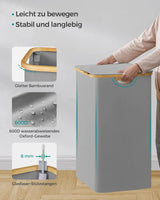 Wäschekorb Wäschesammler 3 Fächer Bambus 150l Grau von Songmics