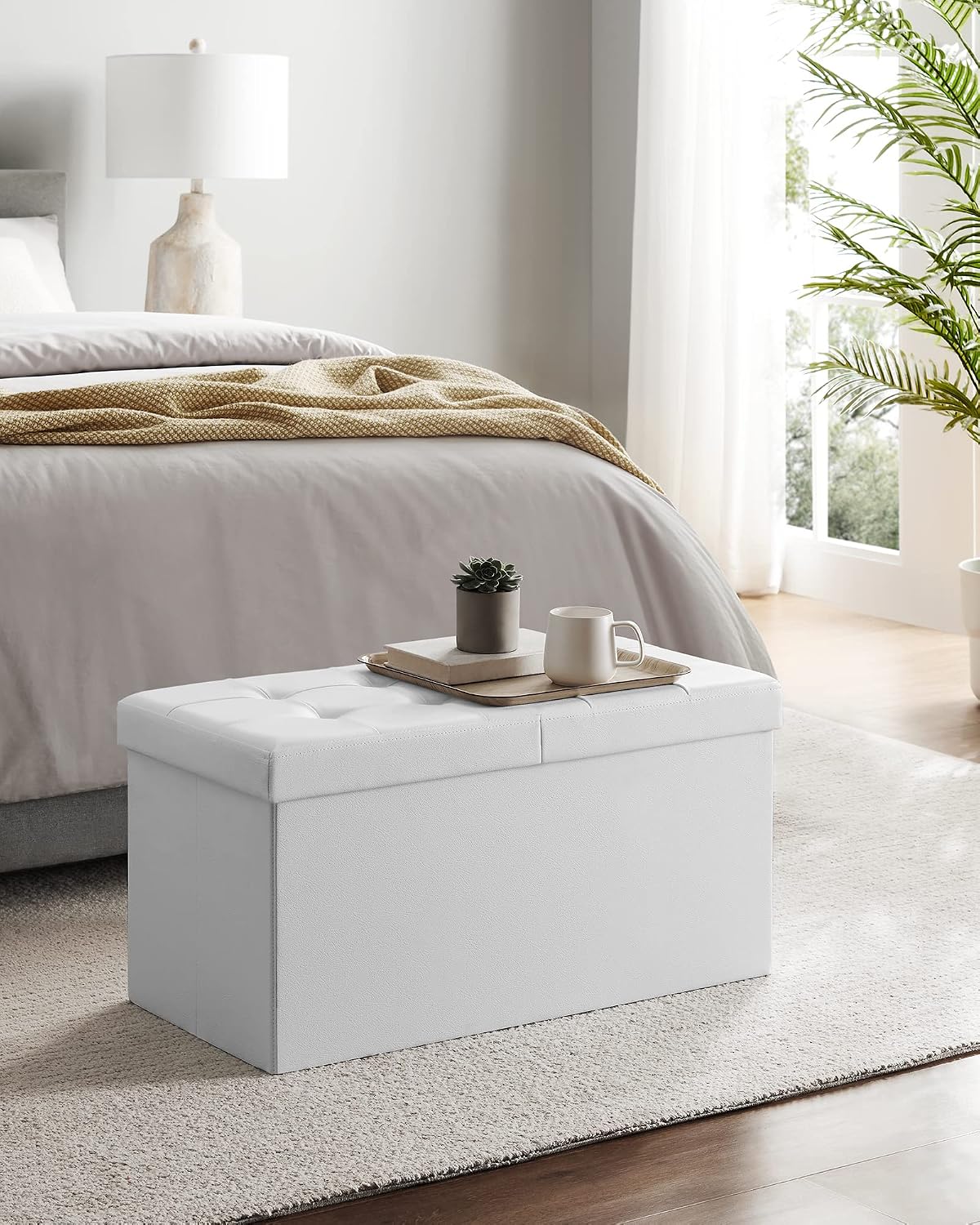 Aufbewahrungsbank Sitzbank klappbar 76x38x38 cm Wolkenweiss von Songmics