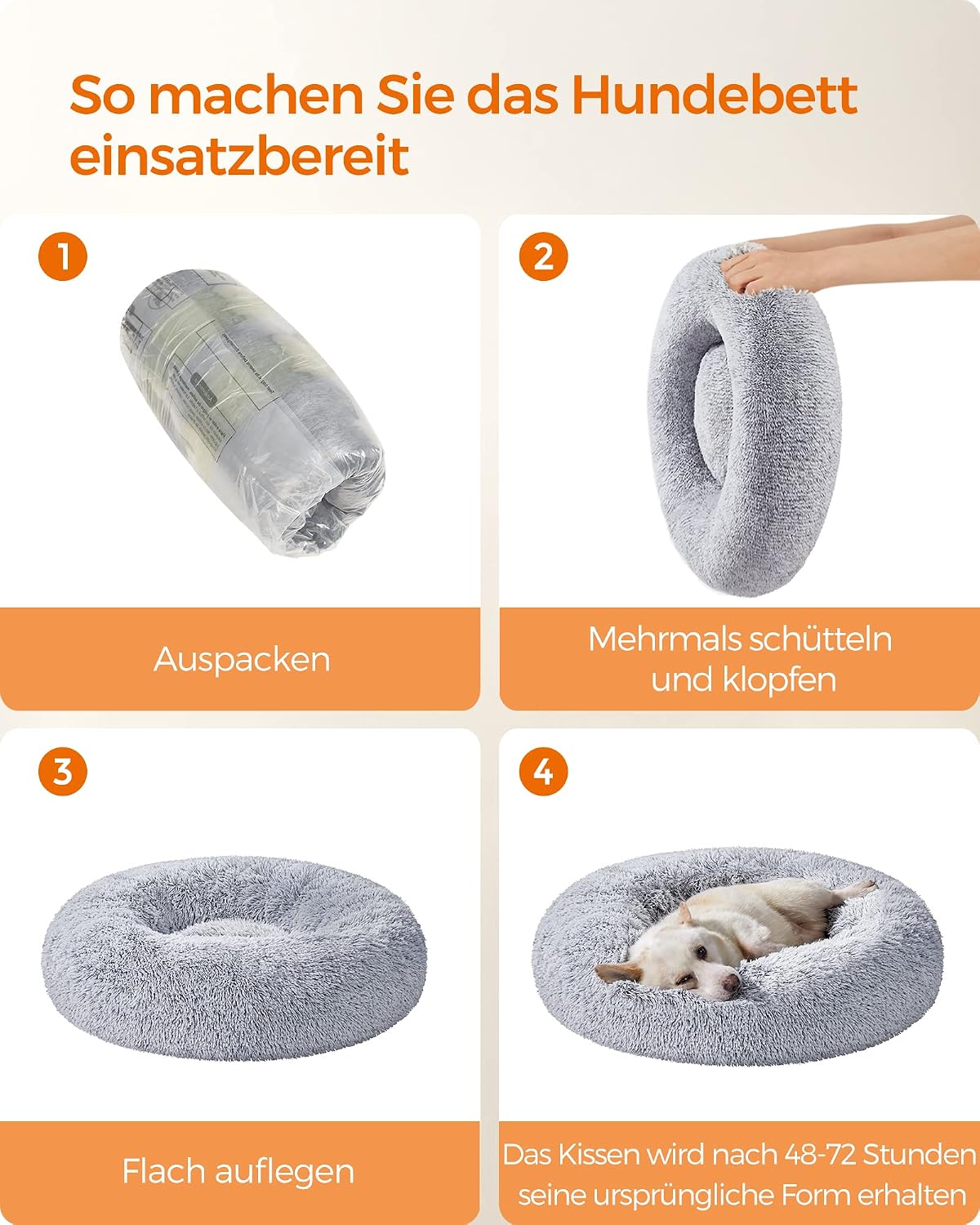 Hundebett Donut 80x80x20 cm Wolkengrau Memory Foam von Songmics