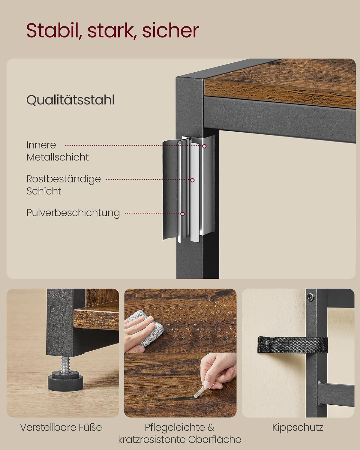 Garderobe mit Sitzbank Schuhablagen 100x32x180 cm Braun von Songmics