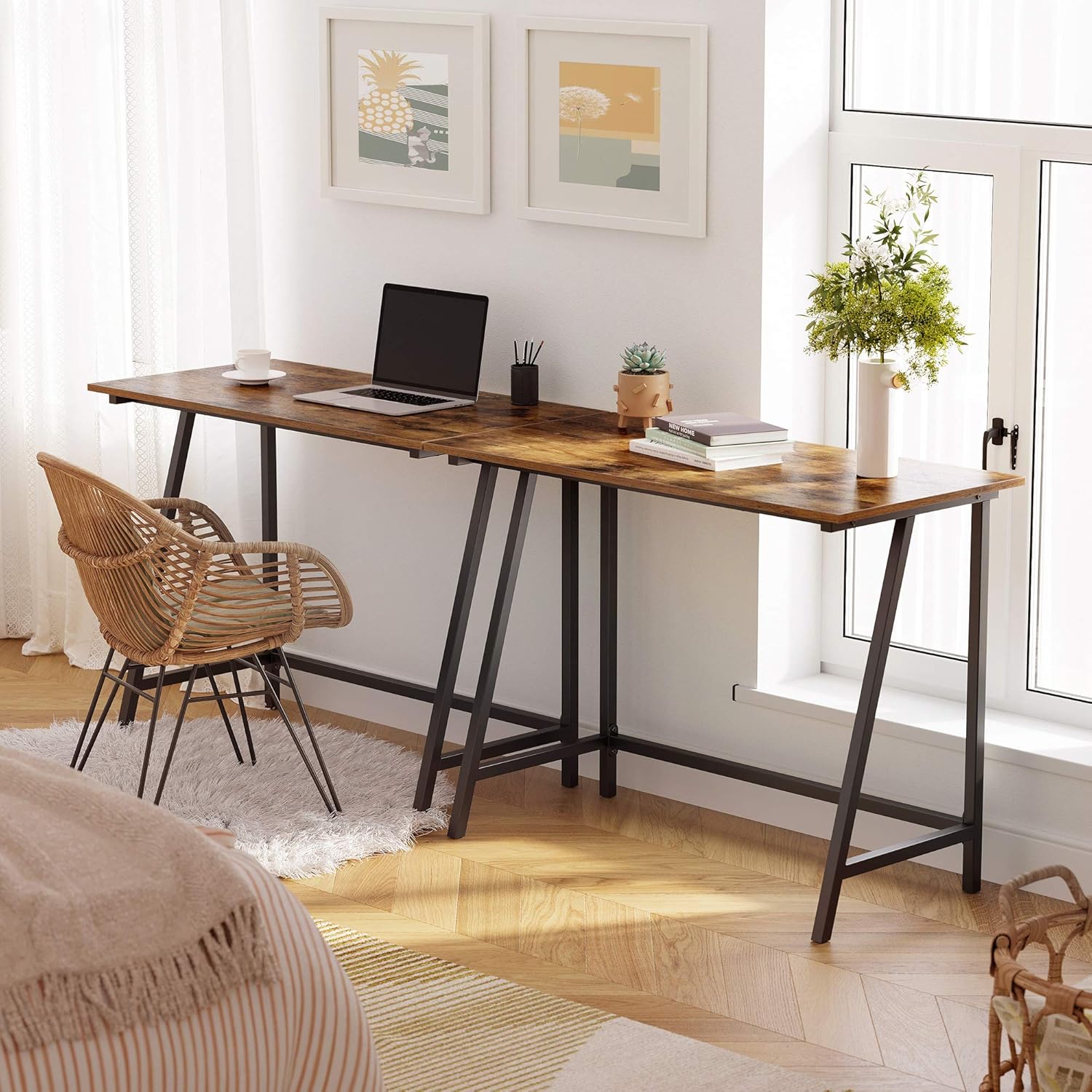 Schreibtisch Computertisch Industrie-Design 100x50x75 cm von Songmics