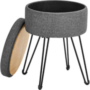 Runder Sitzhocker mit Stauraum gepolstert schiefergrau von Songmics