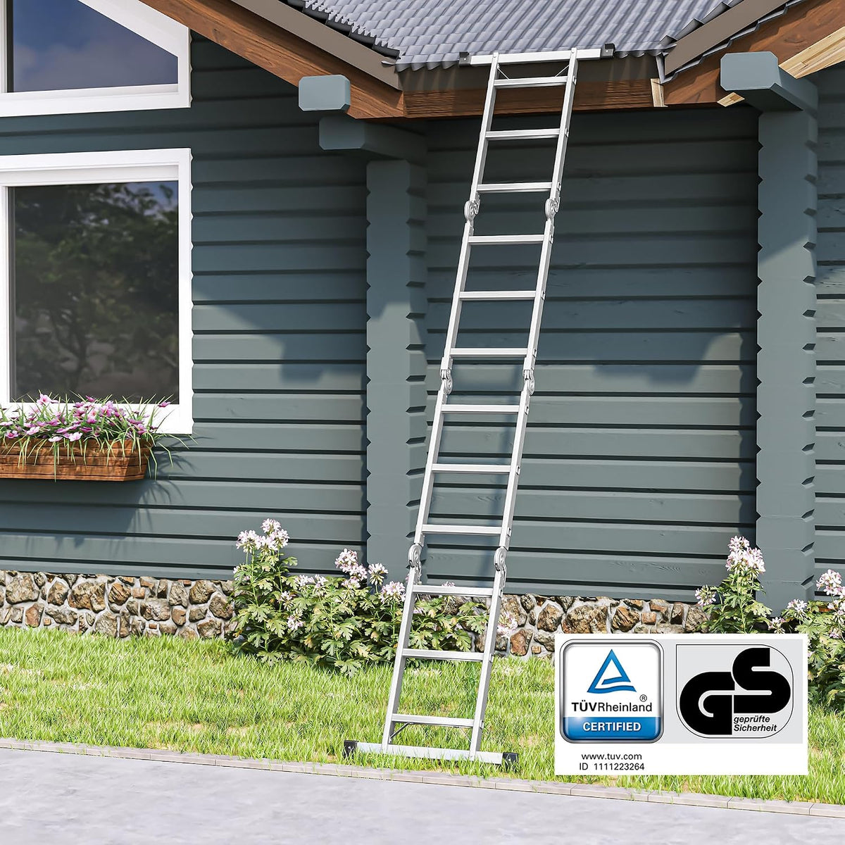 Aluminium Mehrzweckleiter 6-in-1 350 cm 150 kg von Songmics
