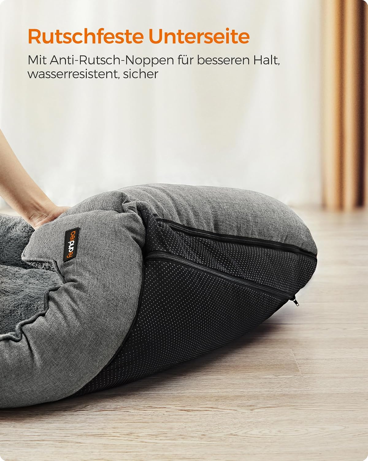 Hundebett 70x55x21 cm Hundesofa Grau rutschfest von Songmics