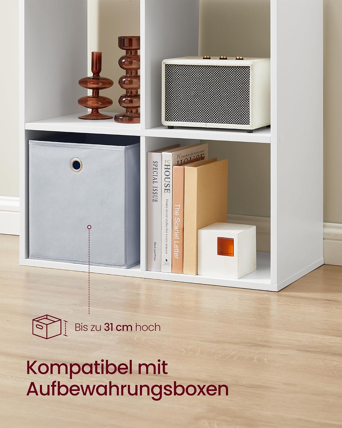 Bücherregal 10 Fächer 65,5x30x161,5 cm Wolkenweiss von Songmics