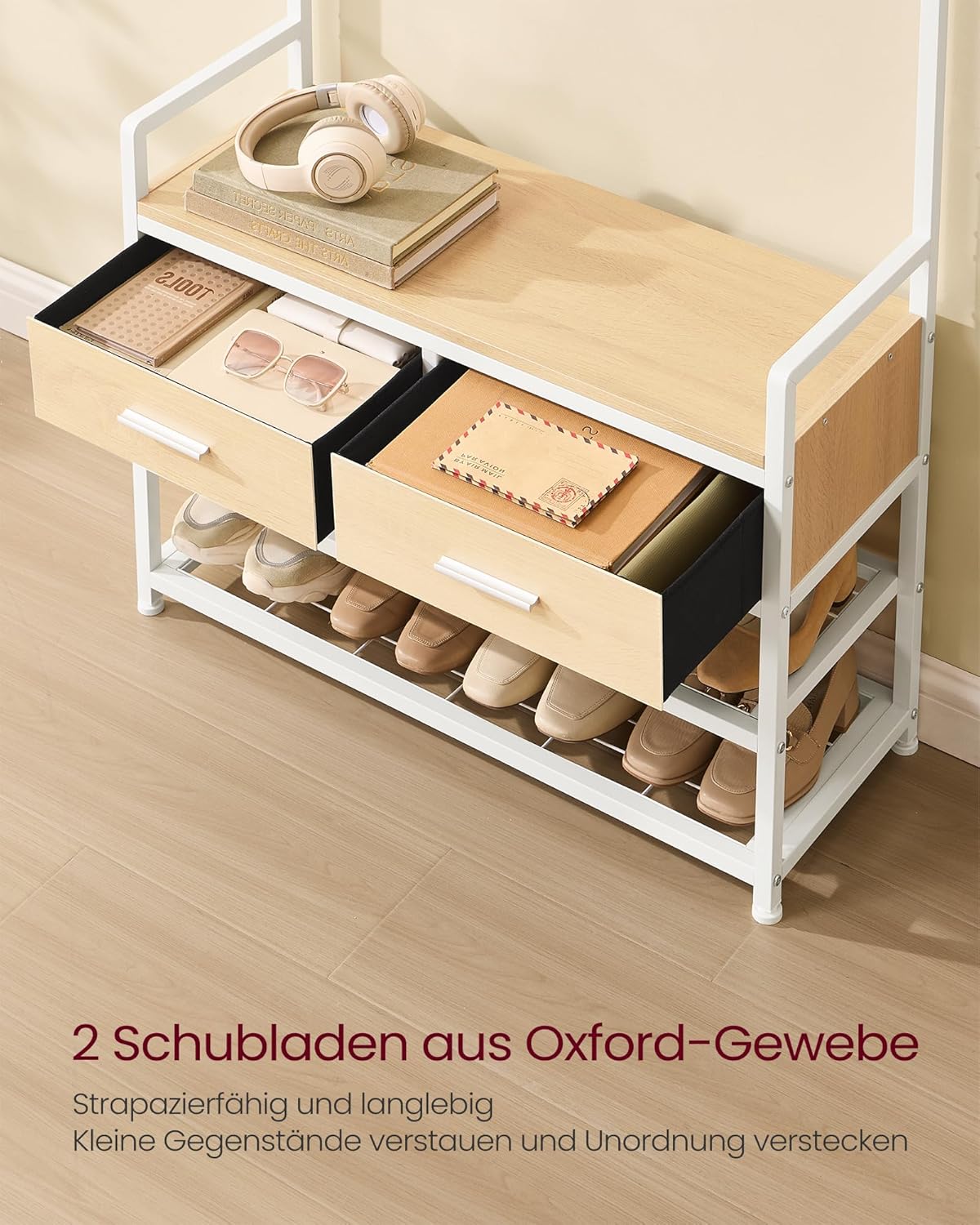 Garderobenständer mit Schuhbank Schubladen und Haken von Songmics