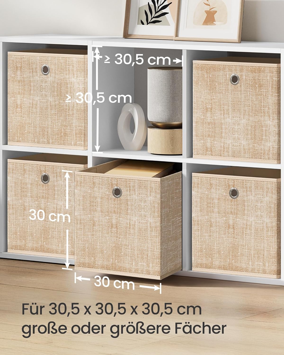Vliesstoff Aufbewahrungsbox 6er Set 30x30x30 cm sandbeige von Songmics