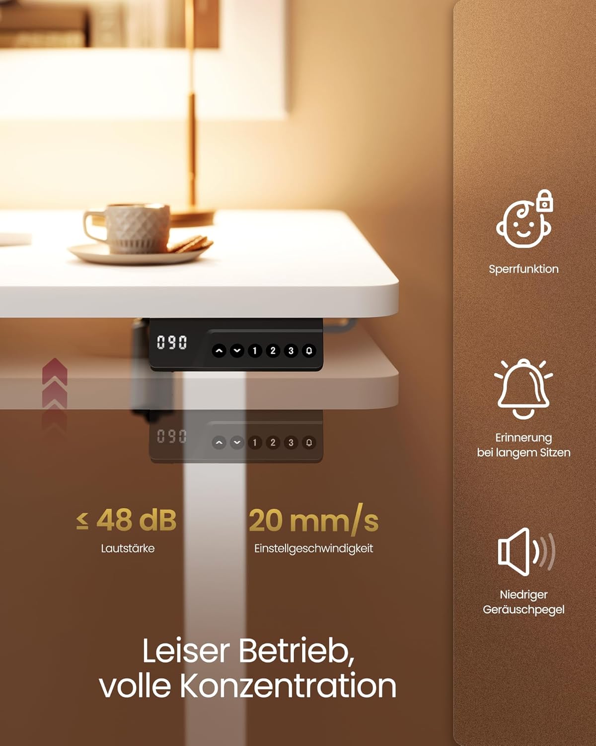 Schreibtisch elektrisch höhenverstellbar 120x60 cm Weiss von Songmics