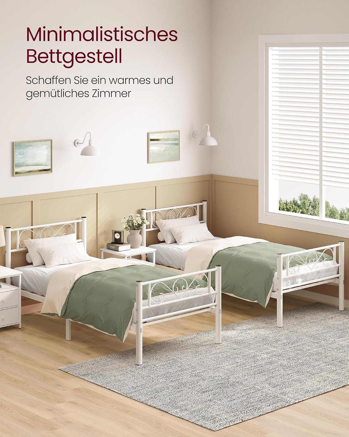 Doppelbettgestell 140x190 cm Metallbett Cloudweiss von Songmics