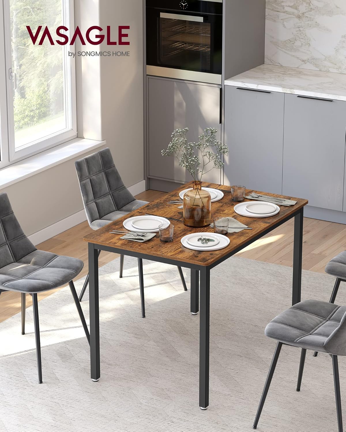 Esstisch 110x70cm Industrie Design für 4 Personen vintagebraun von Songmics
