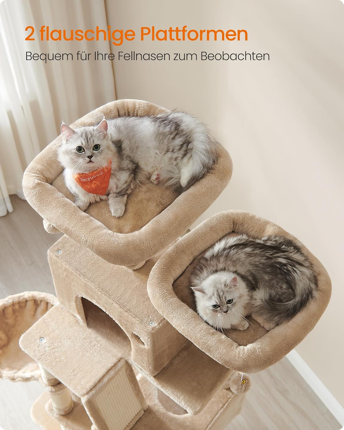 Kratzbaum XXL 203,5 cm Katzenbaum Kamelbraun von Songmics