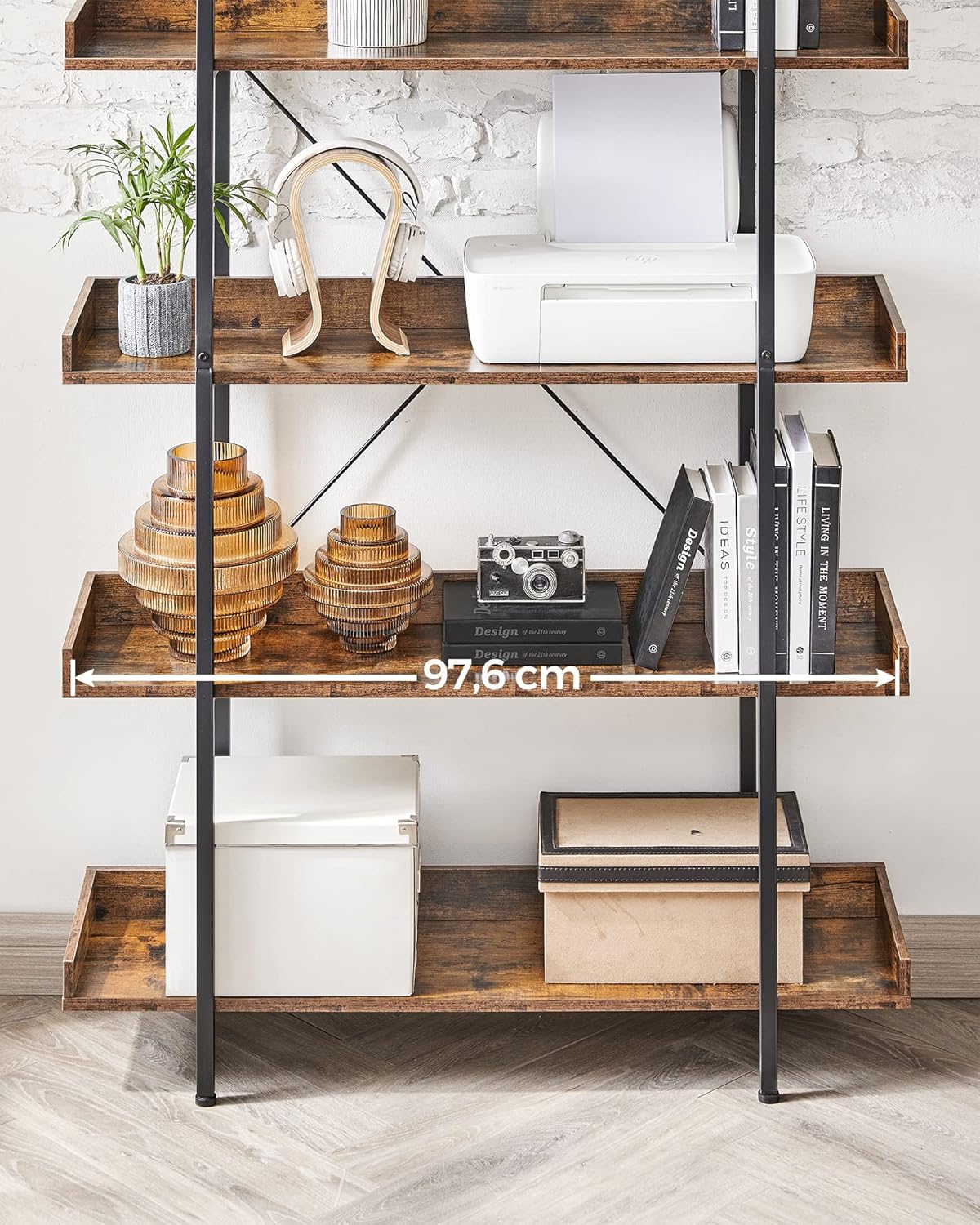 Bücherregal 5 Ebenen 100x28x178 cm Industrial Braun von Songmics