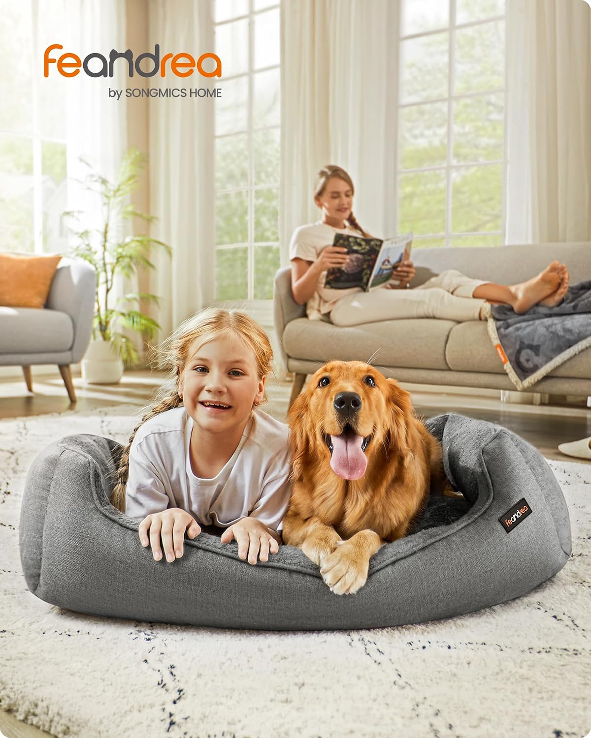 Hundebett XXL Hundesofa 110x75x27 cm Taubengrau von Songmics