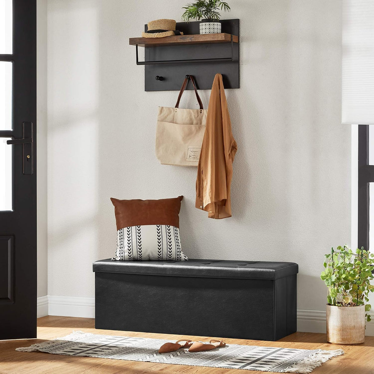 Aufbewahrungsbank 110x38x38 cm Sitztruhe Schwarz von Songmics