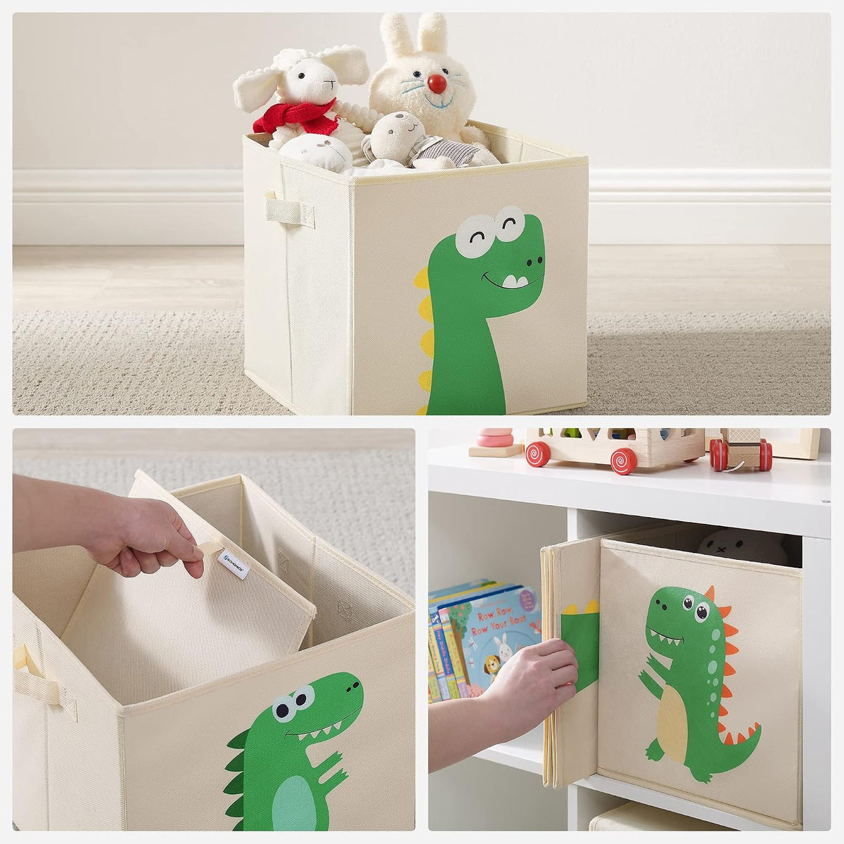 Aufbewahrungsboxen 3er Set Dinosaurier 30x30x30 cm von Songmics