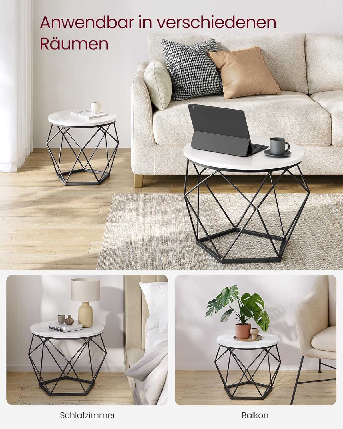 Couchtisch rund 2er Set abnehmbar Marmor Wohnzimmer von guteszeug.ch