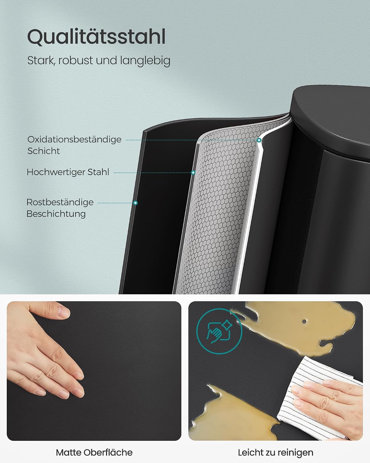 Mülleimer 50 L mit Deckel Softclose Treteimer Schwarz von guteszeug.ch