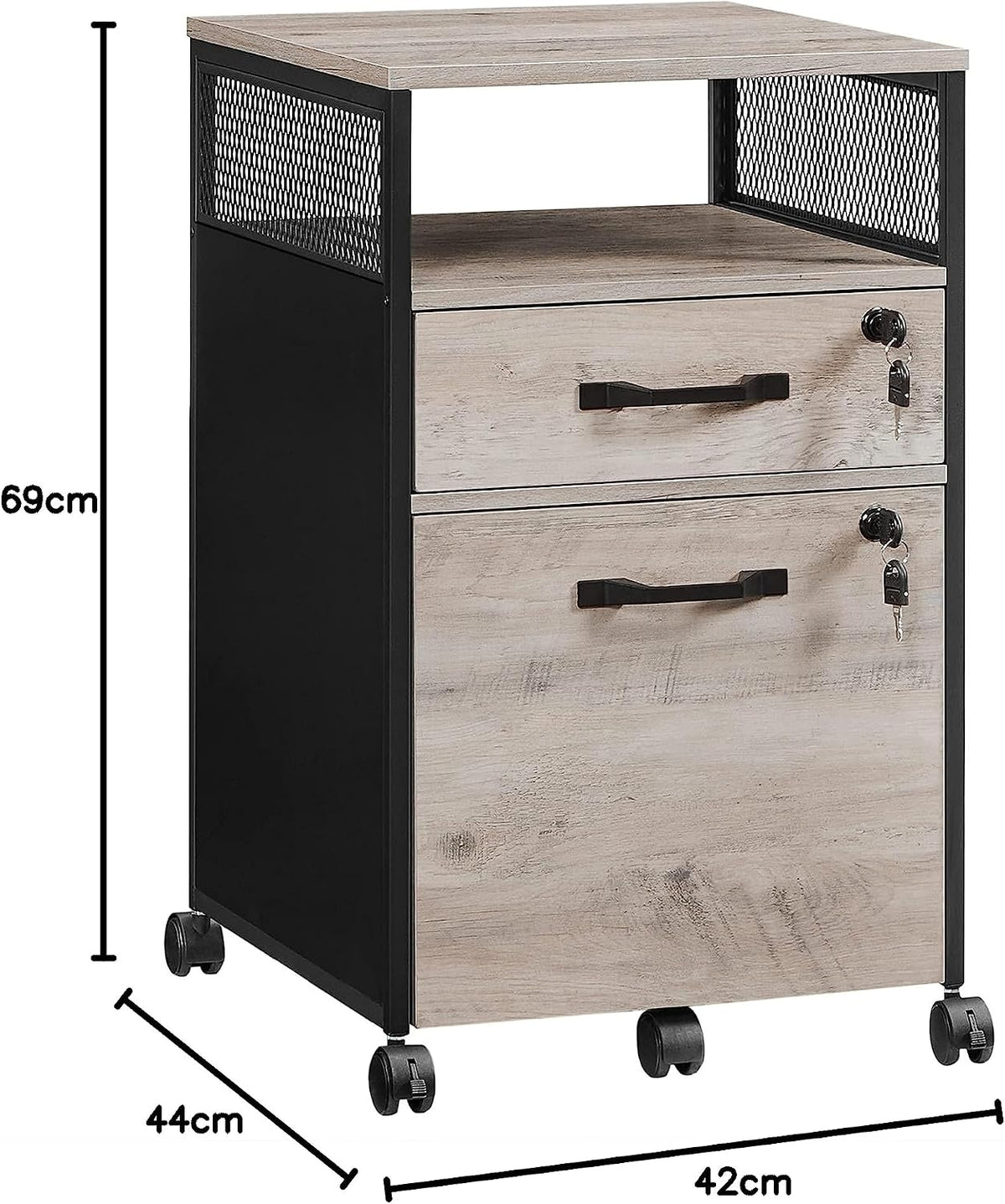 Rollcontainer 2 Schubladen A4 Hängeregister Grau von Songmics