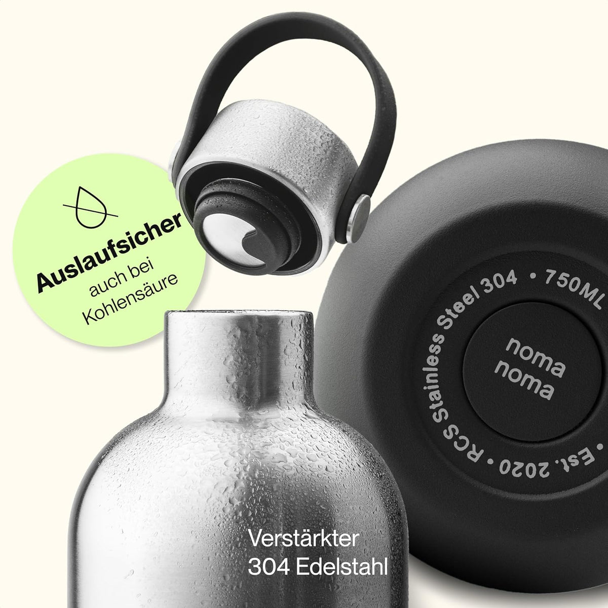 Trinkflasche Edelstahl auslaufsicher 1000ml Coffee Black von guteszeug.ch