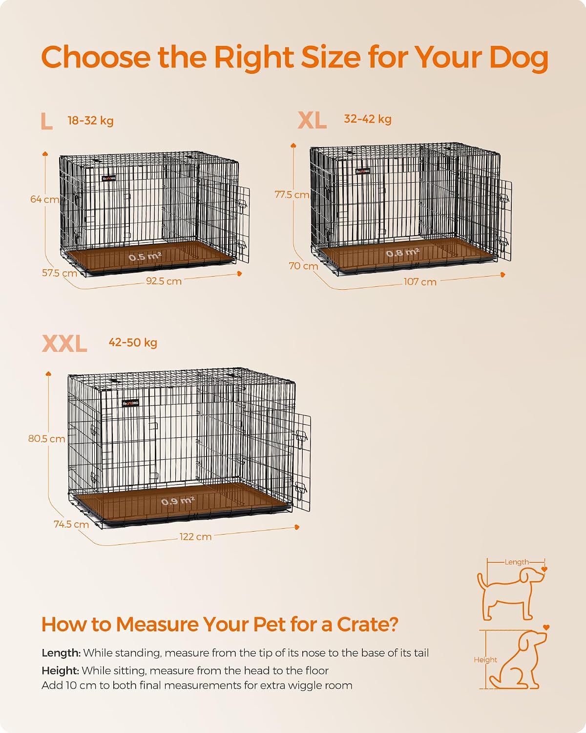 Faltbare Hundebox mit 2 Türen 107x70x77,5 cm Schwarz von Songmics