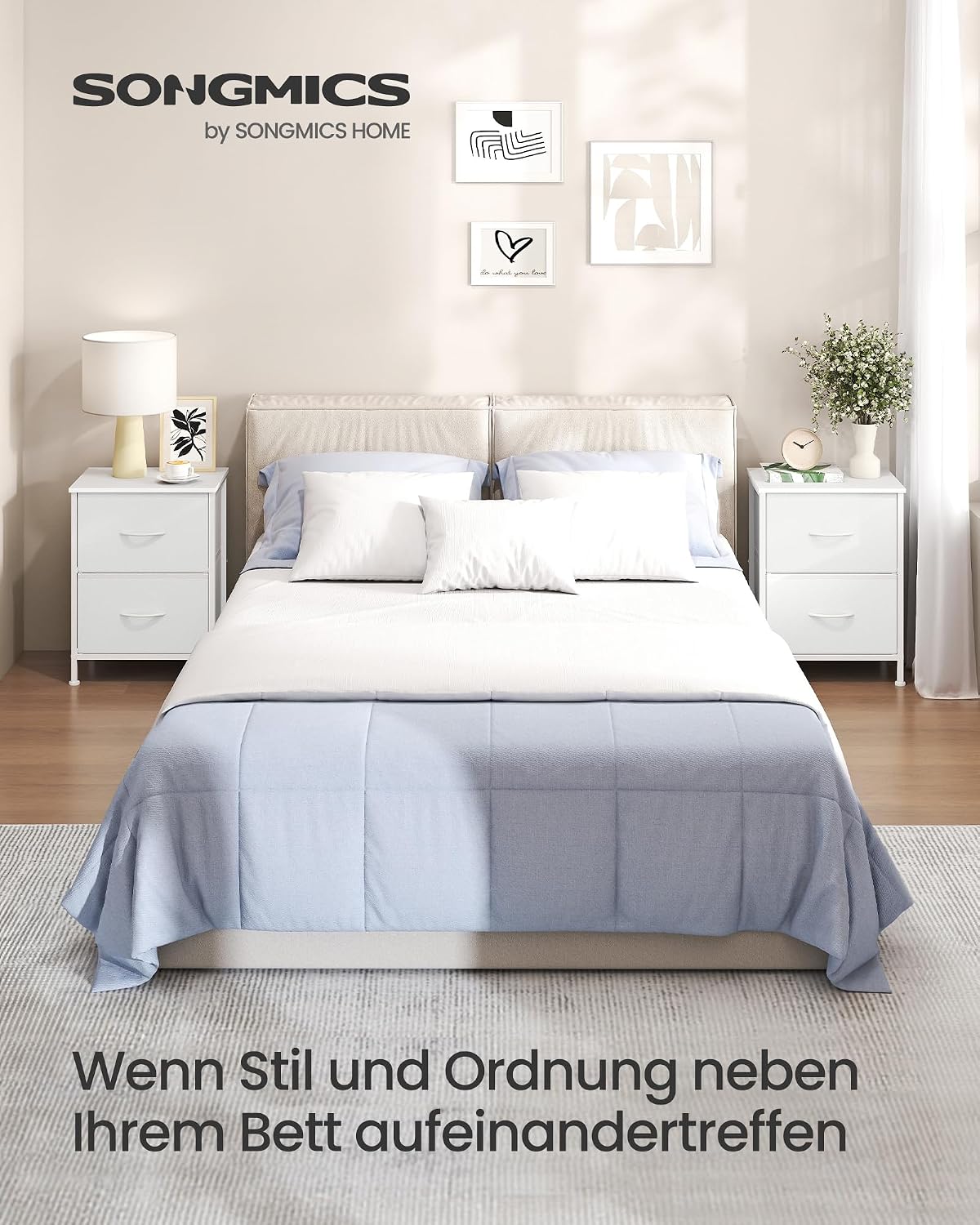 Nachttisch 2 Schubladen 39,6x30x53,2 cm Wolkenweiss von Songmics