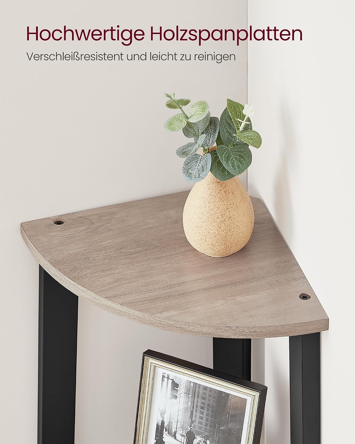 Eckregal 4 Ebenen 33x33x125 cm Greige Schwarz von Songmics