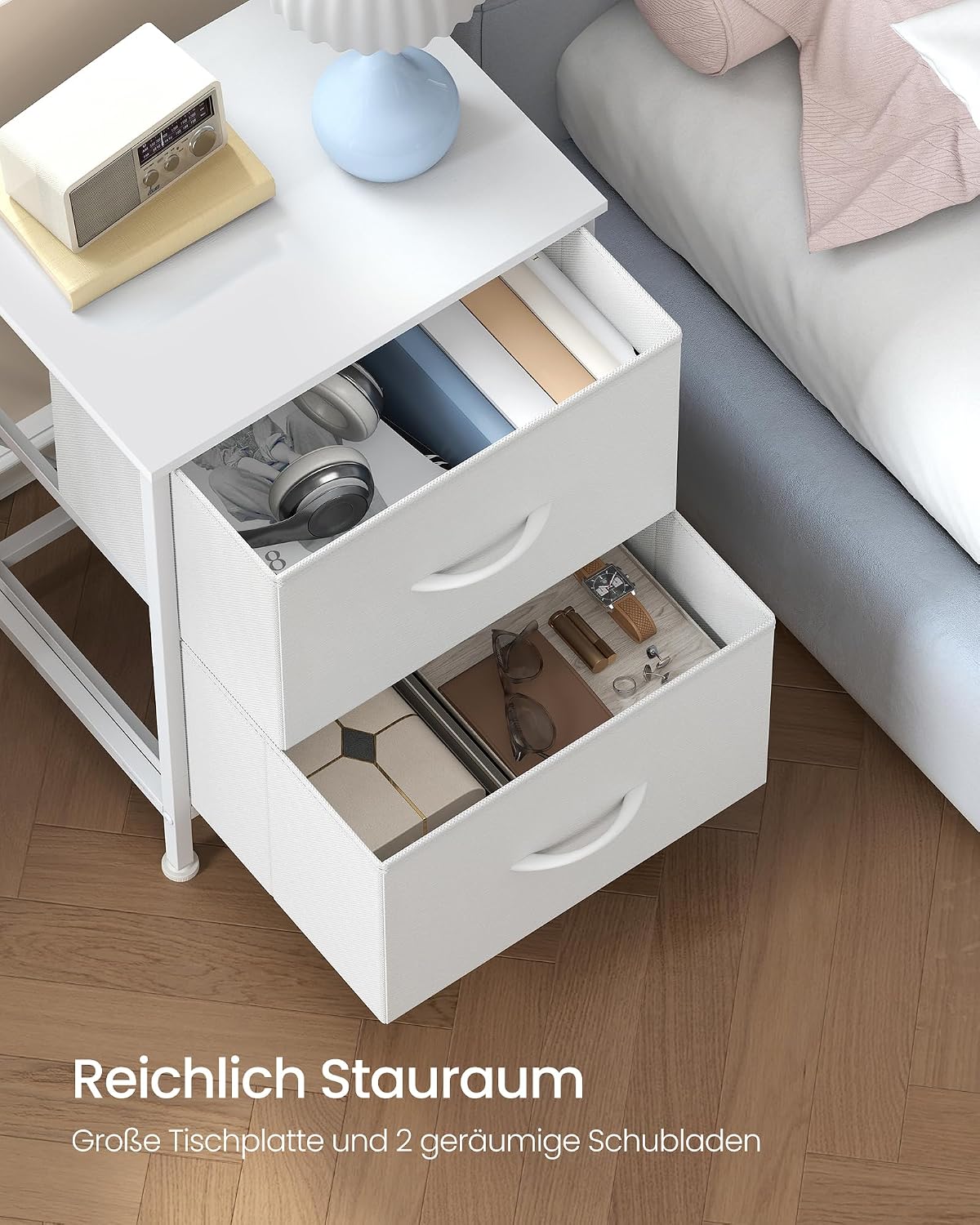 Nachttisch 2 Schubladen 39,6x30x53,2 cm Wolkenweiss von Songmics