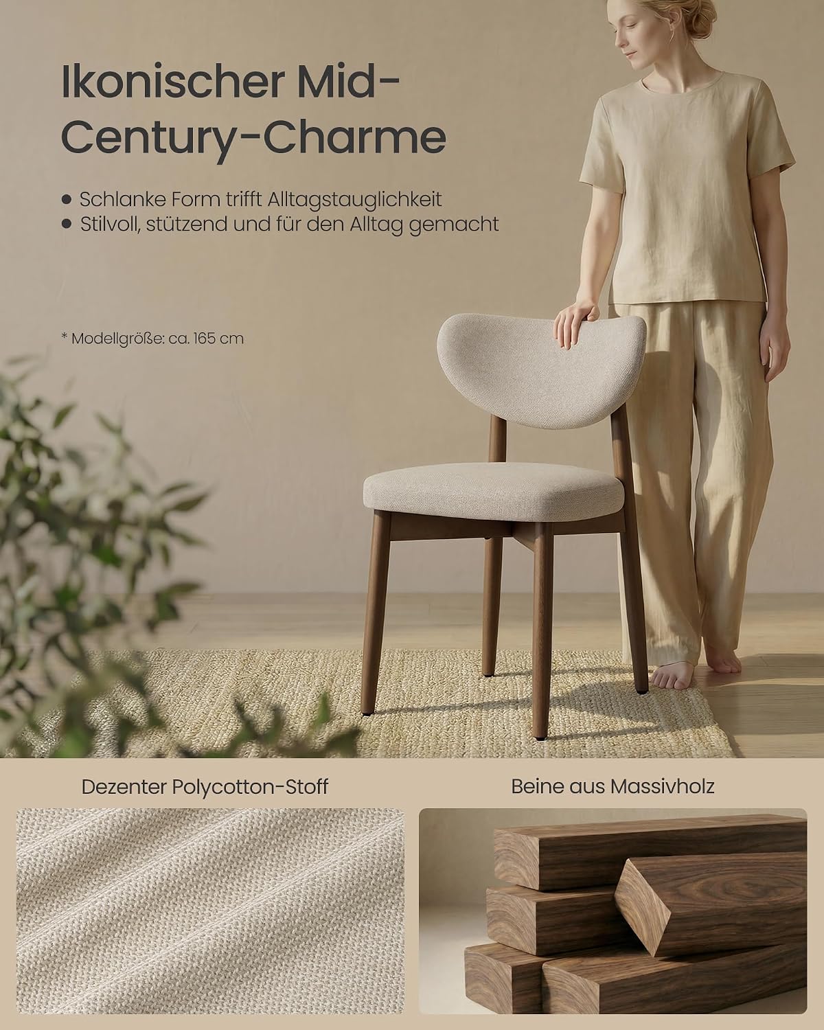 Esszimmerstühle 2er-Set Polsterstühle Cappuccino Beige von Songmics