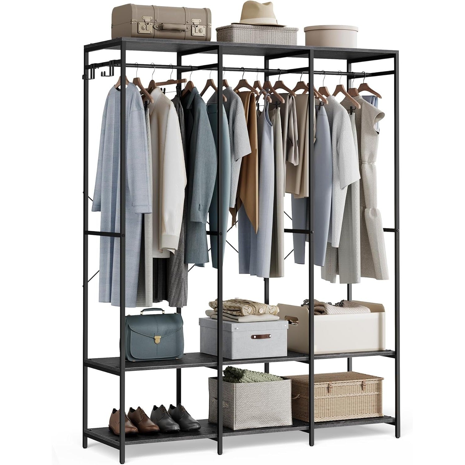 Offener Kleiderschrank mit Stange Haken Ablagen 180 cm von Songmics