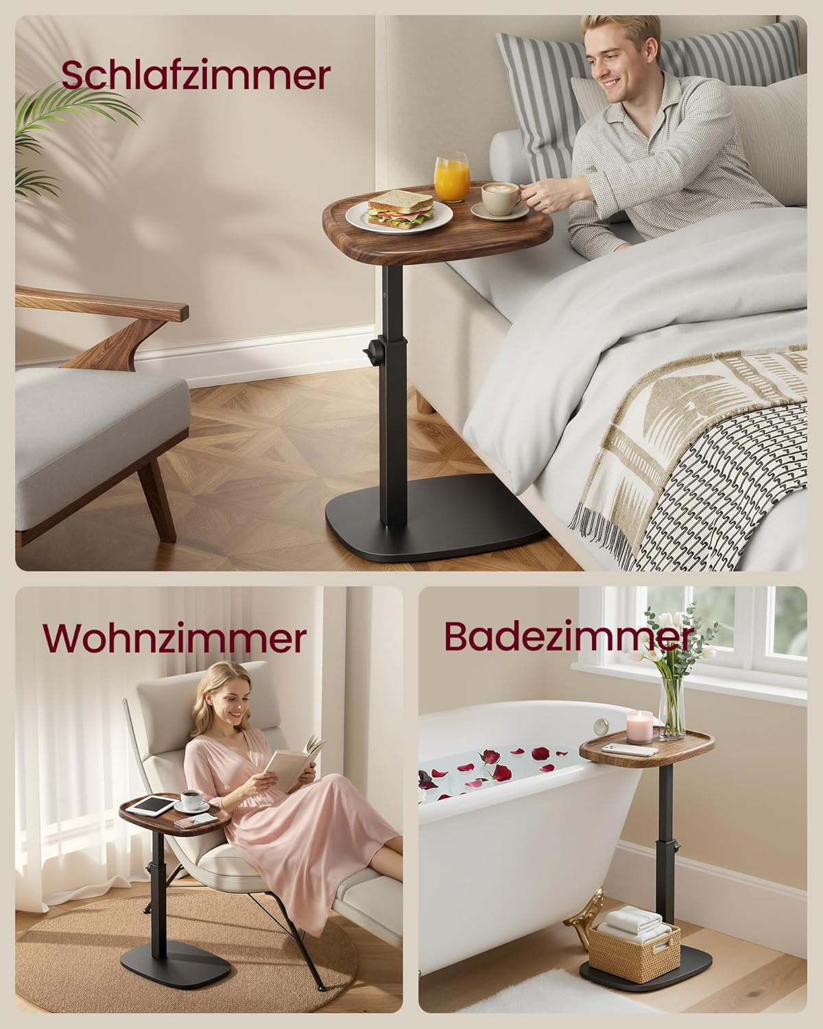 Beistelltisch C-Form höhenverstellbar 30x40x69 cm von Songmics