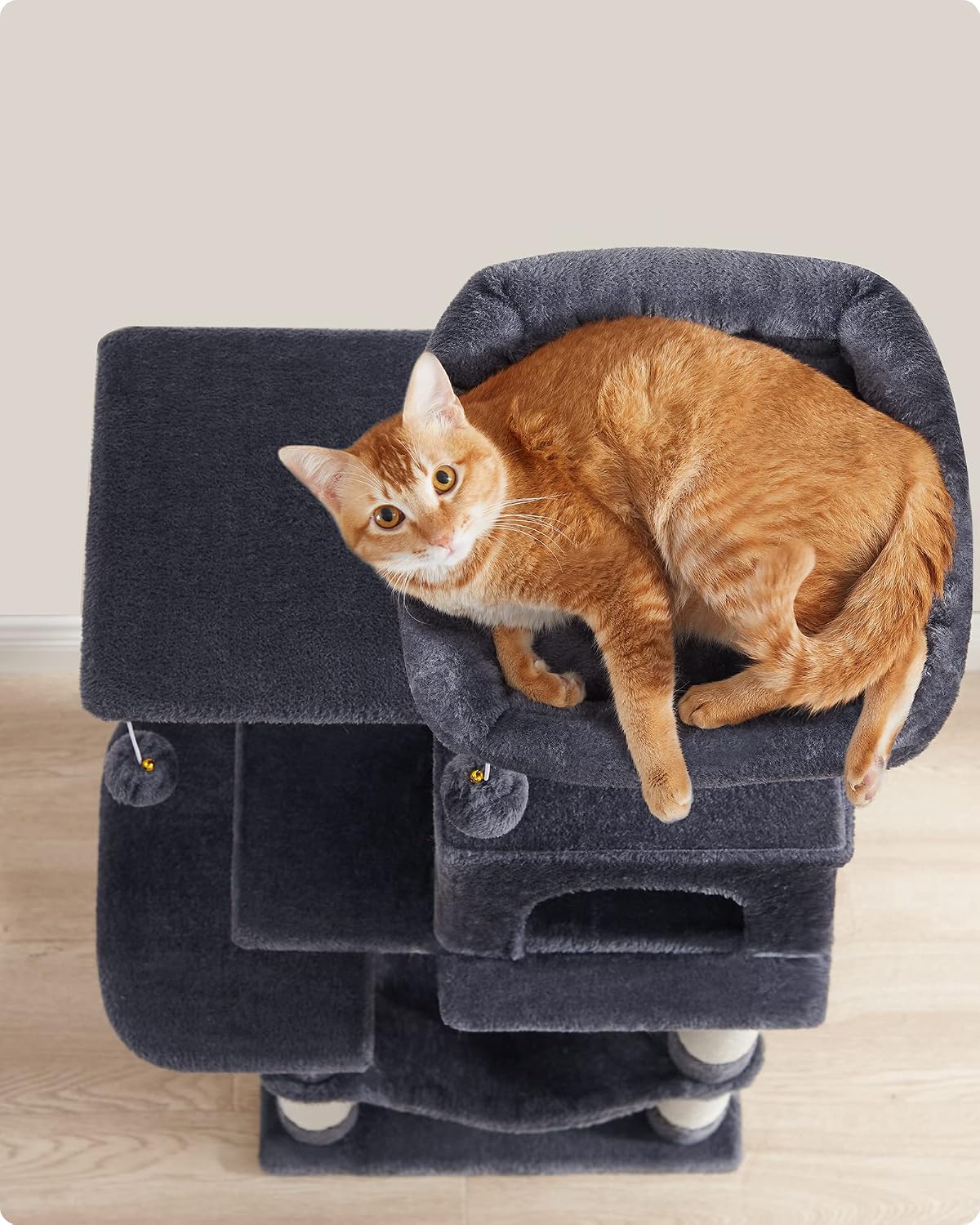Kratzbaum 112 cm Katzenbaum Rauchgrau für 4 Katzen von Songmics