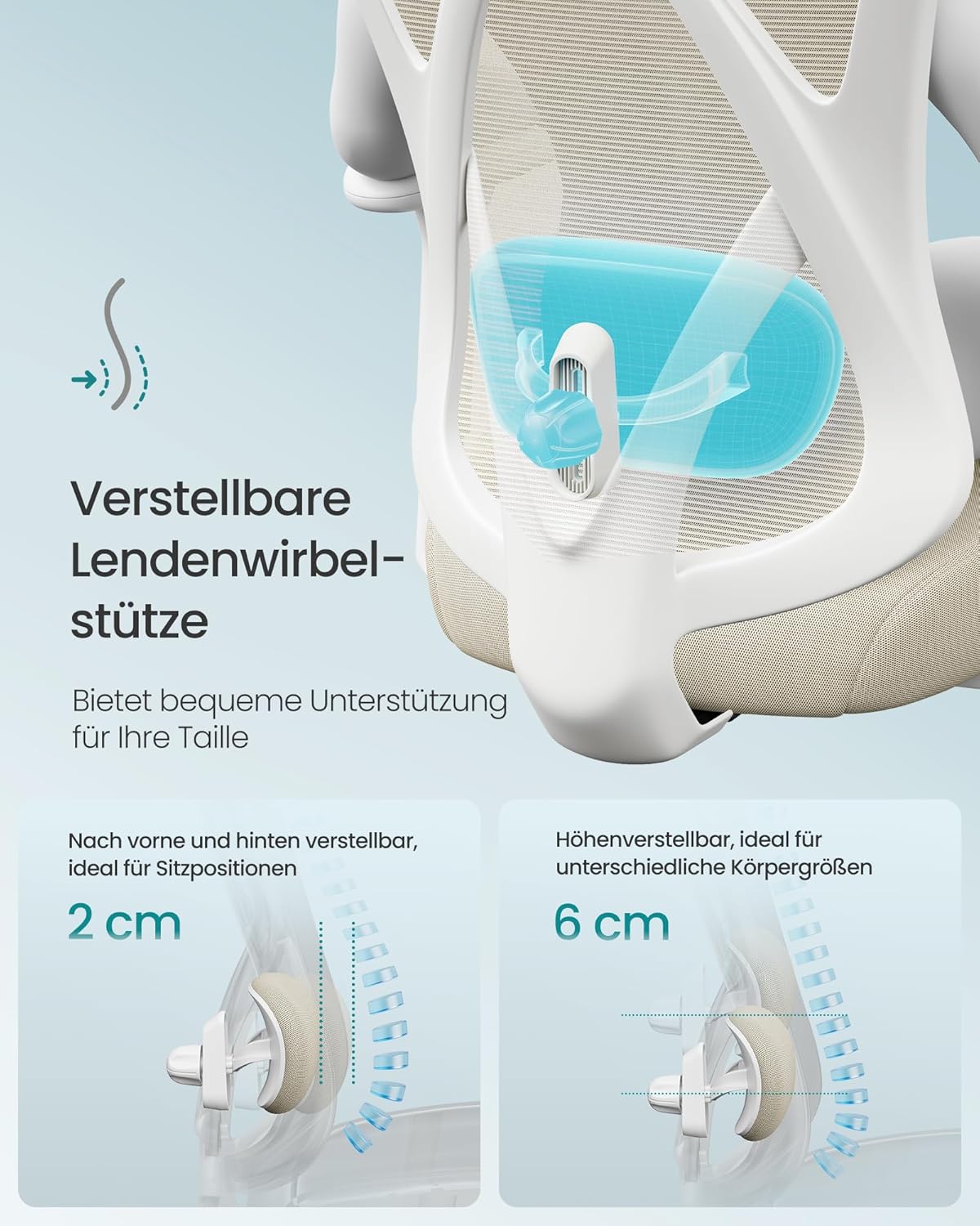 Ergonomischer Bürostuhl Netz höhenverstellbar bis 150 kg von Songmics