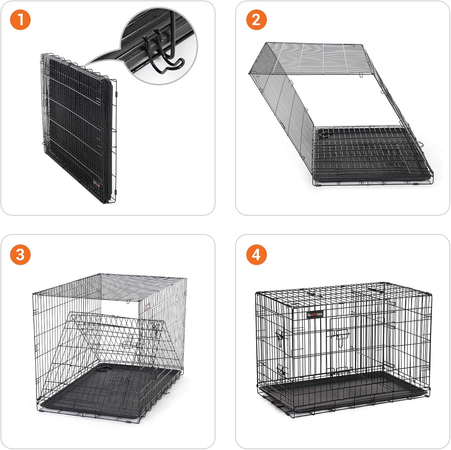 Faltbare Hundebox mit 2 Türen 107x70x77,5 cm Schwarz von Songmics