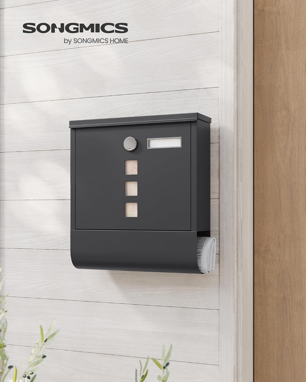 Briefkasten Stahl 30,5x9,5x33,3 cm Schwarz Zeitungshalter von guteszeug.ch