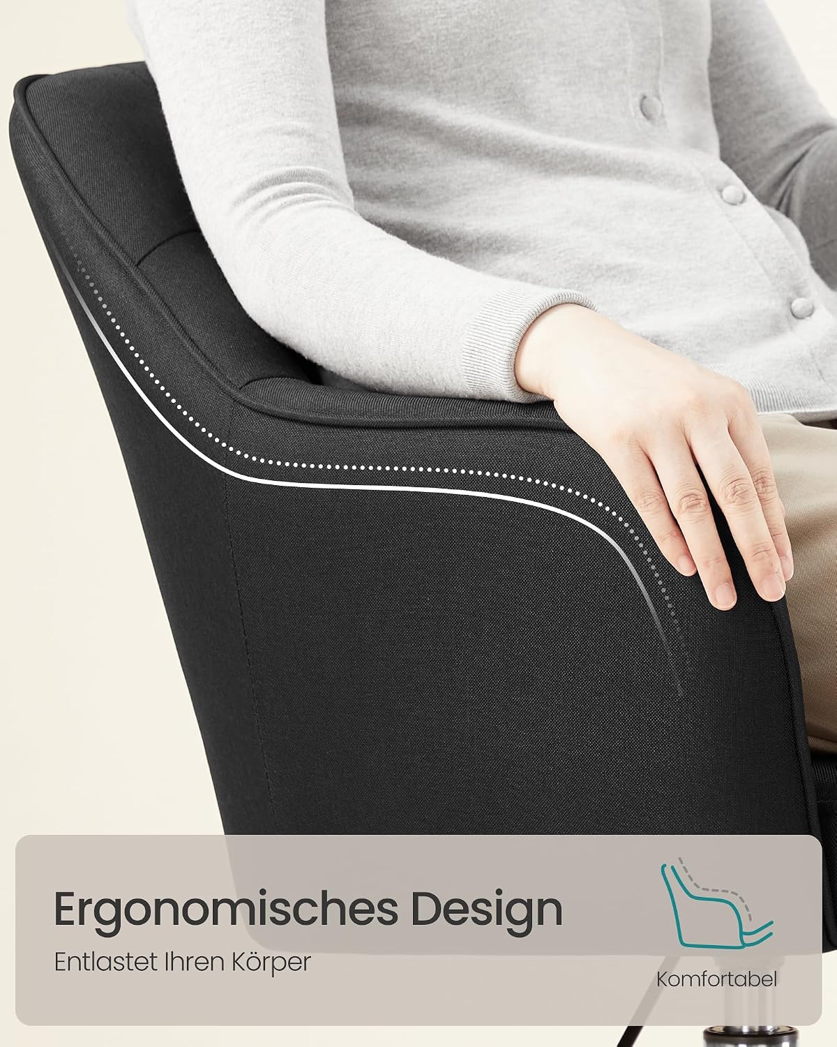 Bürostuhl höhenverstellbar Drehstuhl Armlehnen Schwarz von Songmics