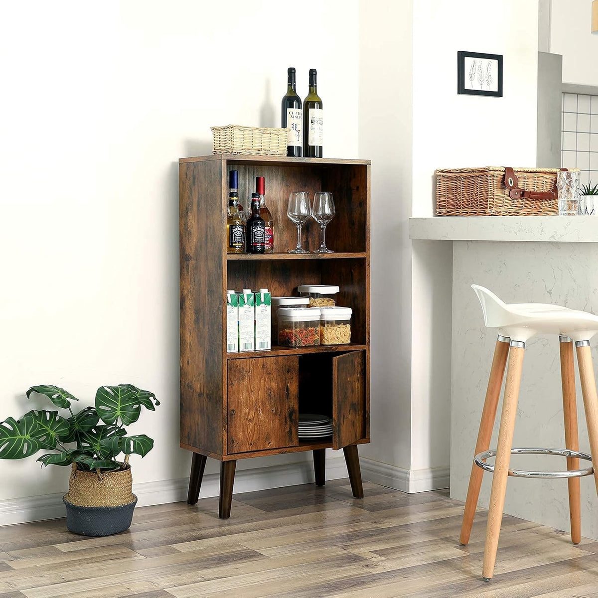 Bücherregal mit Schrank 60x30x120 cm Rustikal Braun von Songmics