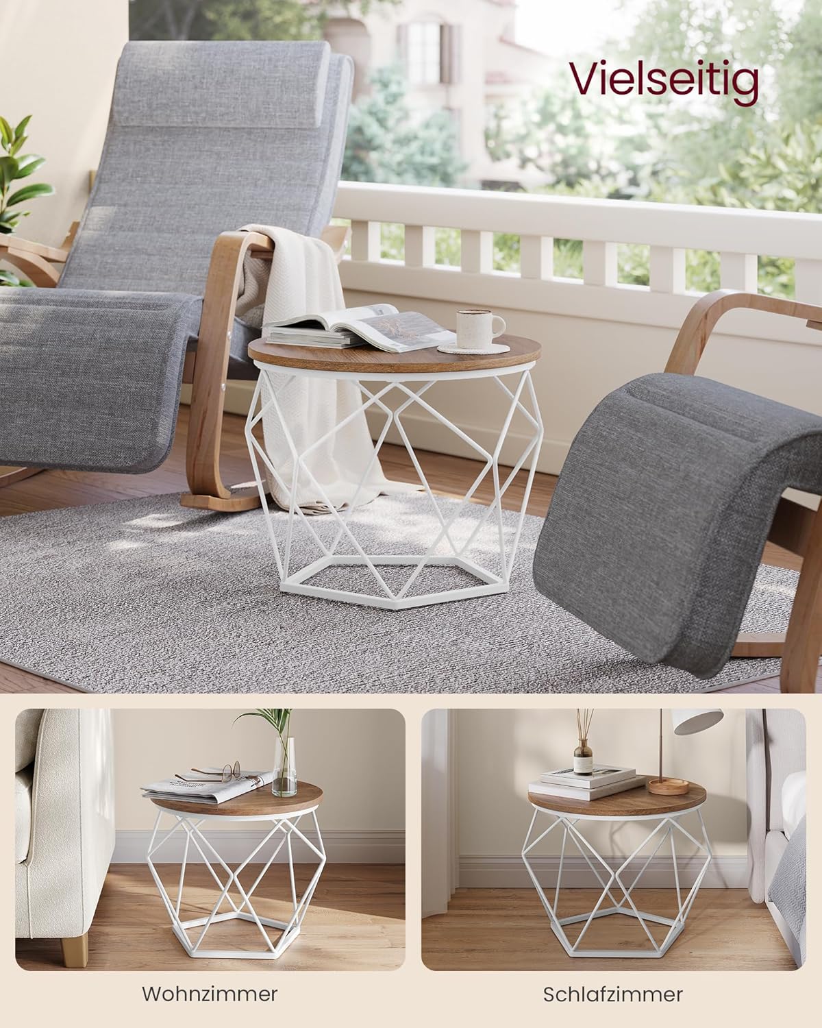 Couchtisch rund 2er Set abnehmbar modern Wohnzimmer von Songmics