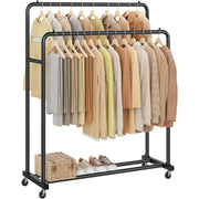 Kleiderständer mobil 2 Stangen 110x46,5x155,5 cm Schwarz von Songmics